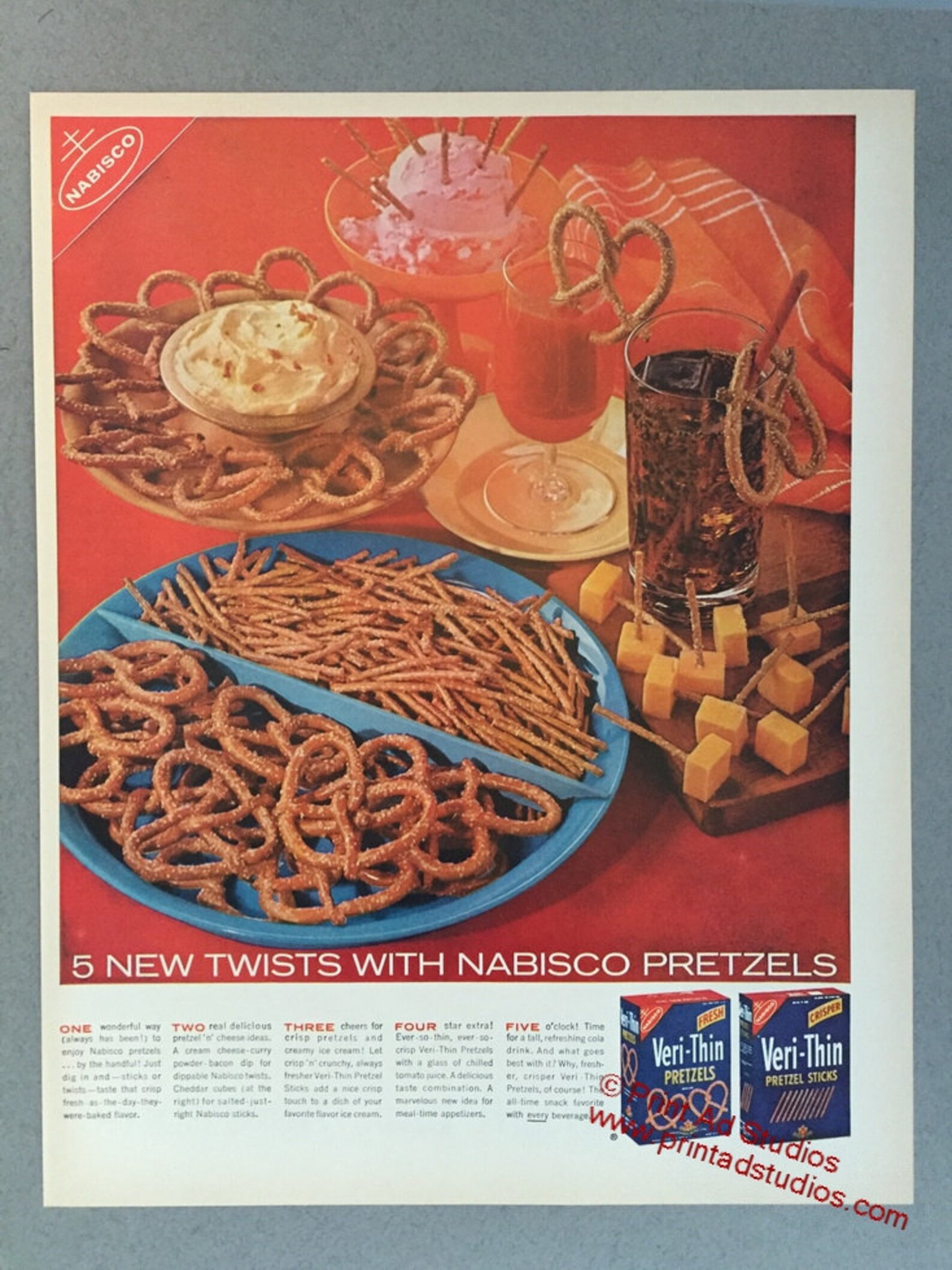 1960 Nabisco Pretzels Print Ad VeriThin Pretzel Sticks Etsy