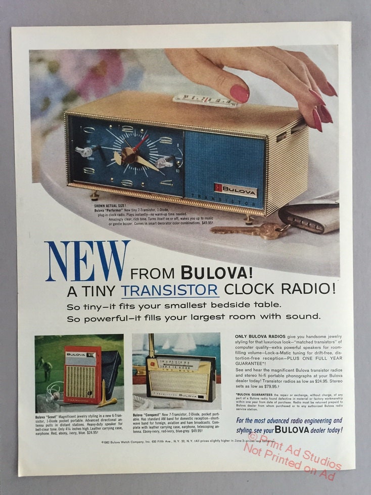 transistor d 288 Clock 1962 Ad Bulova Transistor Etsy Radio Print transistor d 288 Clock 1962 Ad Bulova Transistor Etsy Radio Print