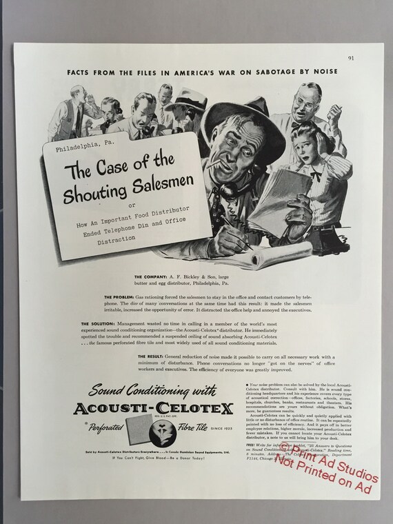 1944 Celotex Corporation Print Ad For Acousti Celotex Tiles Etsy