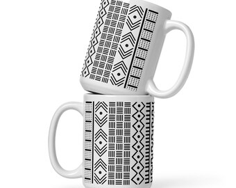Mug, Mud Cloth Inspired Design, 15oz