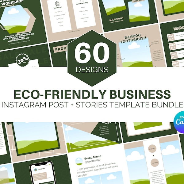 Eco-Friendly Business Instagram Template | Instagram Templates for Retail | Sustainable Influencer | Zero-Waste Shop | Refill Store | Eco