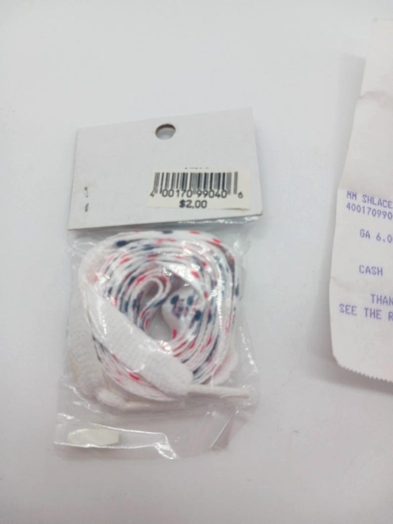 Vintage 1990 Mickey Mouse Disney Shoe Laces 36" NIP with Receipt image 4