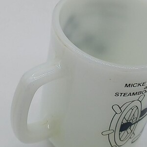 Taza de cristal con leche Anchor Hocking, 1980, de época, Mickey Mouse como Steamboat Willie, 1928 imagen 7