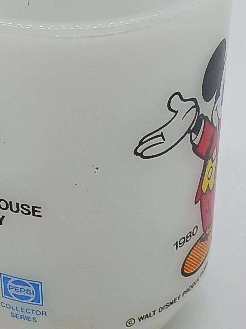 1980 VTG Anchor Hocking Milk Glass Mug Mickey Mouse Today Pepsi Collector Series image 3