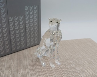 Figura decorativa de animal con cristales Swarovski plateados de guepardo, pantera, leopardo y jaguar