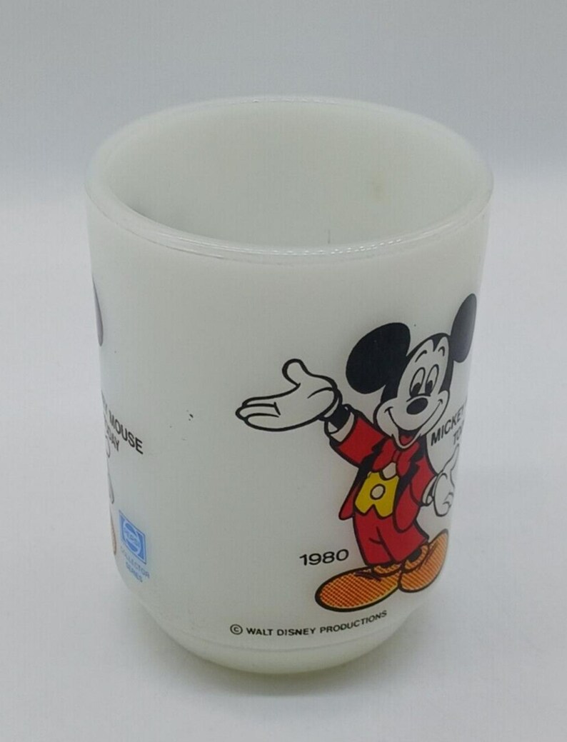 1980 VTG Anchor Hocking Milk Glass Mug Mickey Mouse Today Pepsi Collector Series image 2