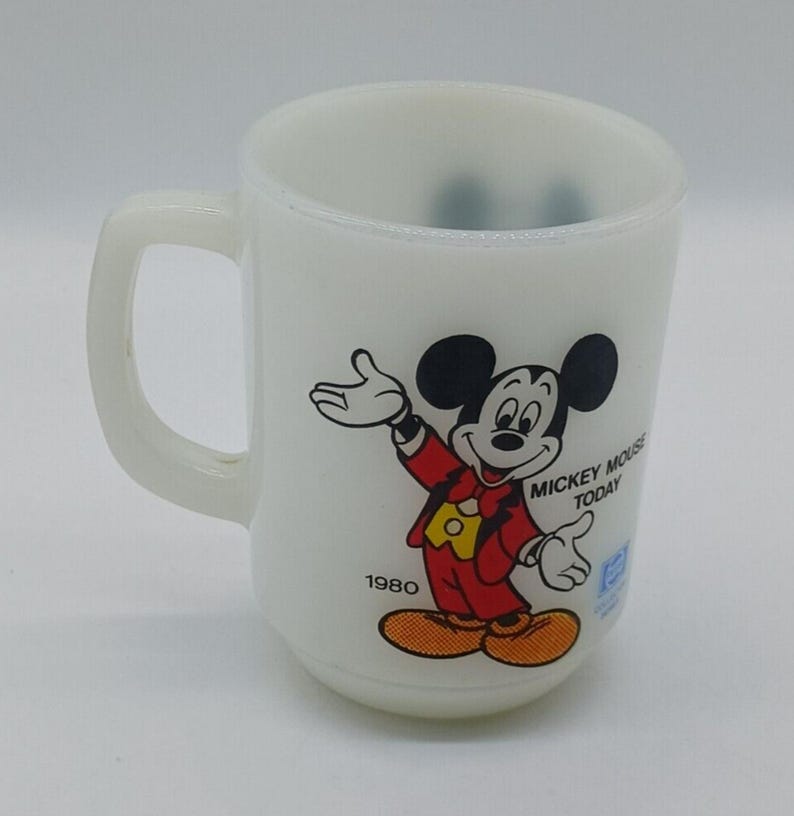 1980 VTG Anchor Hocking Milk Glass Mug Mickey Mouse Today Pepsi Collector Series image 5