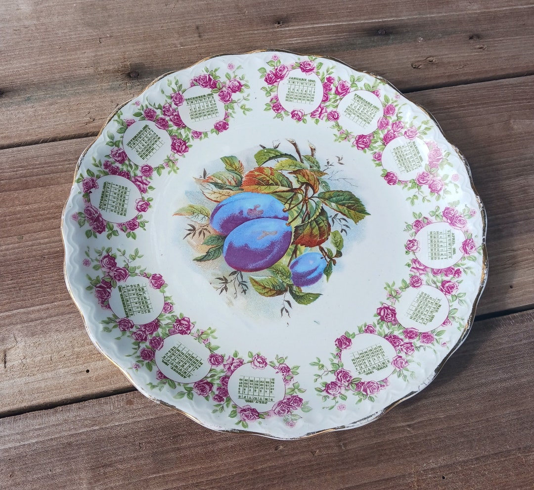 1910 Carnation Mcnicol Calendar Plate Fruit Plums Etsy