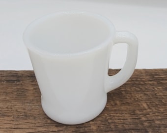 Vintage Milk Glass Fire King D Handle Mug Cup, MCM, Mid Century Modern Mug, Plain White