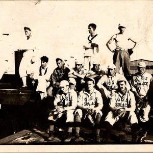 rppc USS Solace Navy Hospital Ship Crew Baseball Team WW2 Pearl Harbor USN Real Photo Postcard