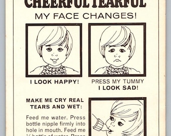 Vintage 1966 Baby Cheerful Tearful Mattel Instructions Flyer Insert Ephemera
