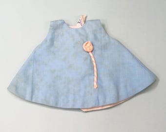 Vintage Madame Alexander Janie Blue Dress With Pink Rosette USA