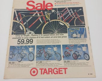1980s Target Store Sales Ad Flyer Paper Ephemera Galaxy II Bikes Swimwear Lawn