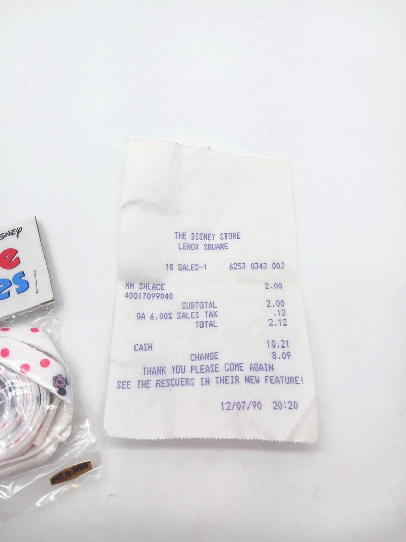 Vintage 1990 Mickey Mouse Disney Shoe Laces 36" NIP with Receipt image 2