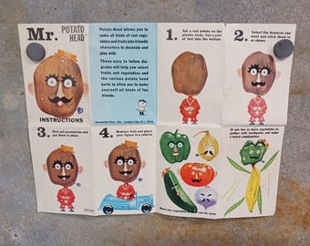 1960s Vintage Mr Potato Head Instructions Insert Flyer Vegetables Ephemera