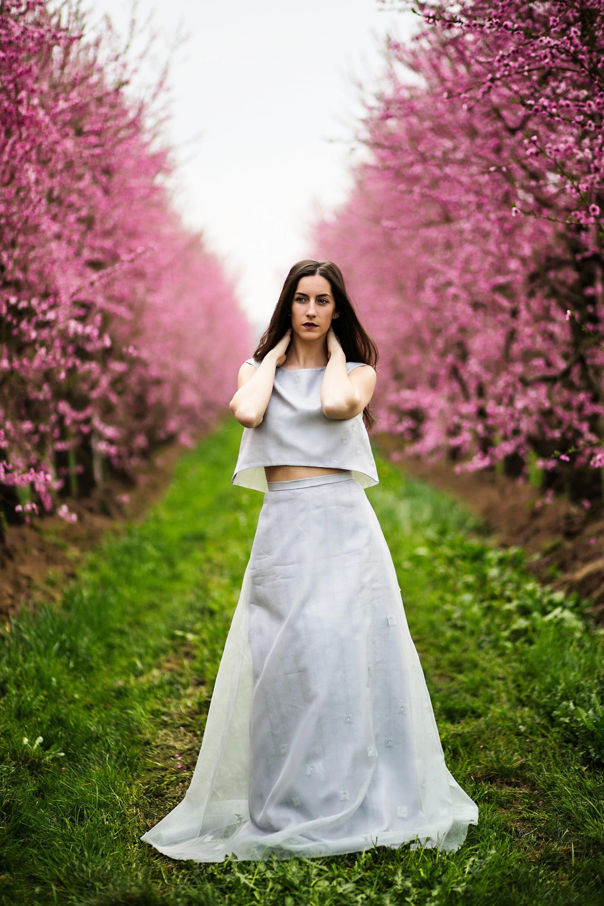 Twopiece Wedding Dress Light Blue Grey Organza Alternative Etsy