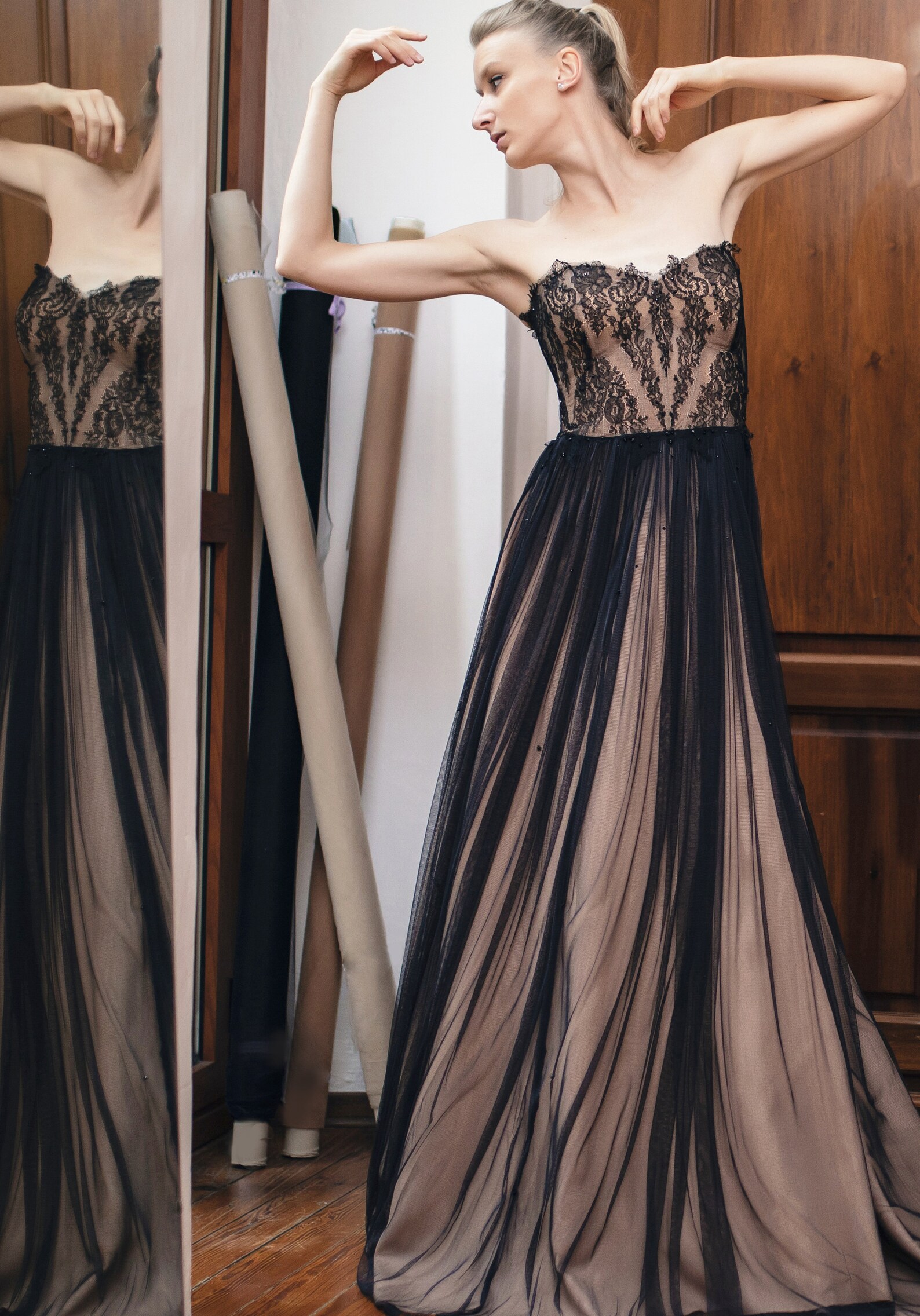 Elegant Evening Dress Wedding Dress Black Lace Formal Dress | Etsy