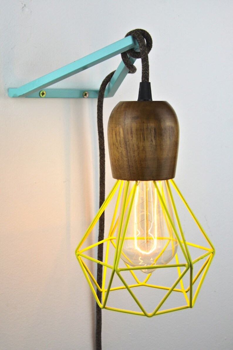 Geometric Steel Wall Bracket Hook Electrical Cord Wrap Around Holder Frame For Pendant Light Lampstand Hanging Lamp Support