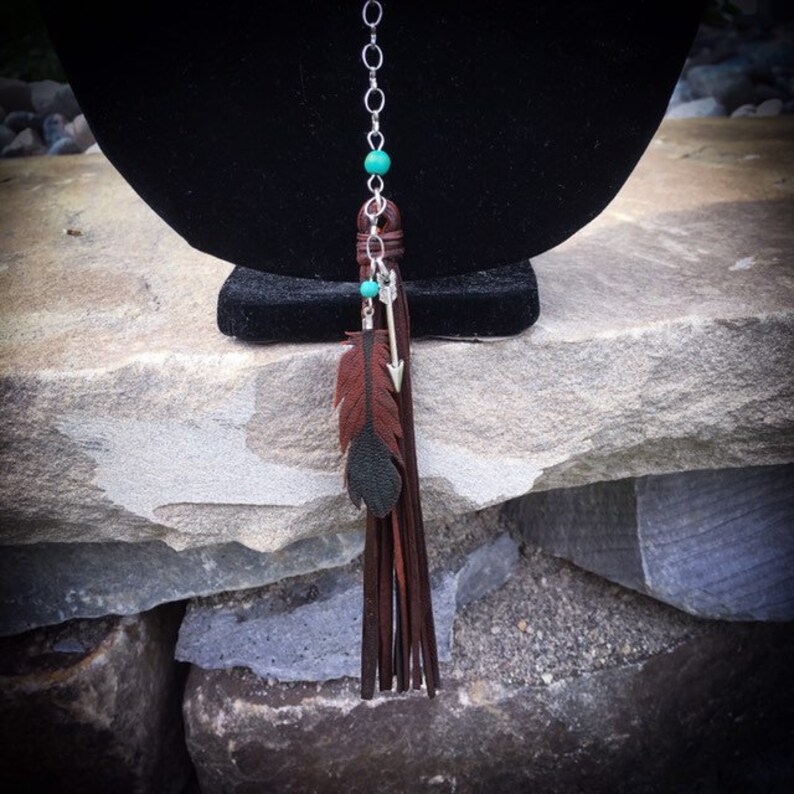 Carved Leather Feather jewelry set