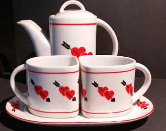Heart Pattern Ceramic Tea Set by Taste Setter Sigma