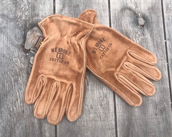 Custom Leather Gloves, Personalized Work Gloves, Cowboy Ranch Gloves, Cattle Brand Work Gloves, Western Gifts for him,