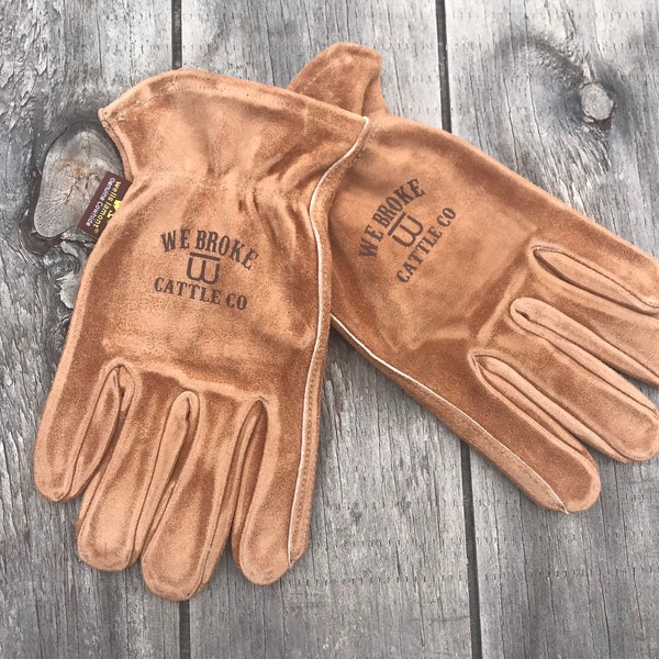 Custom Leather Gloves, Cattle Brand, Personalized Work Gloves, Cowboy Gloves, Ranch Groomsman, Western Gifts, Cowhide, Rodeo