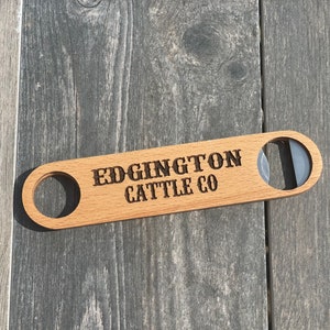 Personalized Laser Engraved Wood Bottle Opener, Western Bar Key, Cowboy Gift, Ranch Stocking Stuffer, Wedding Favors, Groomsman Gift