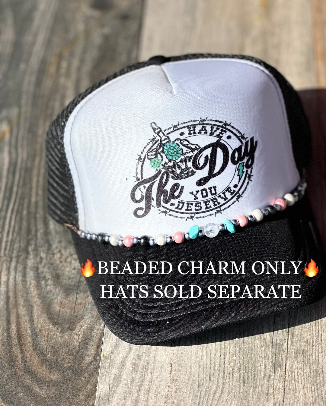 Trucker Hat Beaded Accessory, Snapback Charm, Baseball Cap Bling