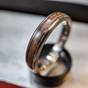 Monkeypod Ring Titanium Wedding Band for Men | Unique Island Wood Jewelry USA