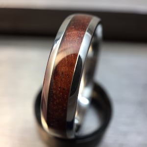 Custom Wood Wedding Band, Rosewood Personalized Wooden Ring, Mens Anniversary Ring