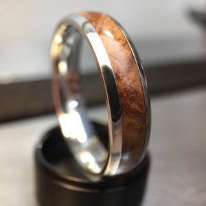 Mens Wooden Wedding Band made from English Oak Burl and Cobalt, Mens Engagement Ring, Mens Promise Ring image 3