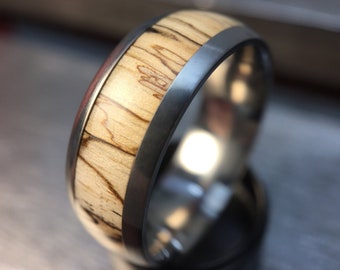Tamarind Wood Wedding Band, Handmade Wooden Ring, Mens Spalted Wooden Jewelry