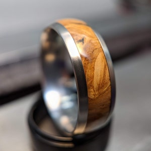 Mens Wooden Wedding Band made from English Oak Burl and Cobalt, Mens Engagement Ring, Mens Promise Ring image 2