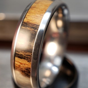 Black and White Ebony Wood Wedding Ring, Handmade Wedding Band, Wooden Inlay Jewelry