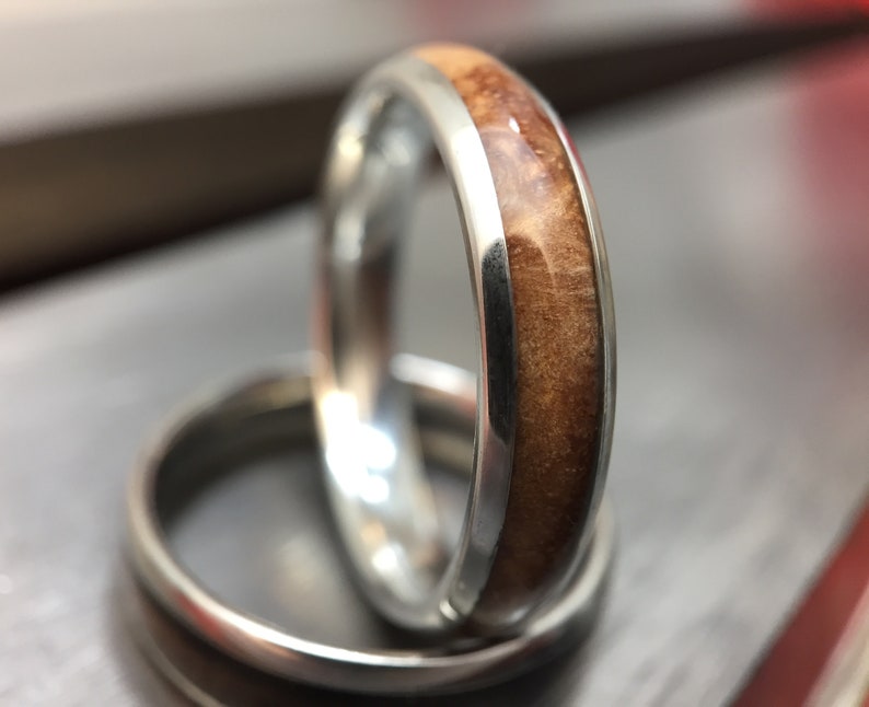 Mens Wooden Wedding Band made from English Oak Burl and Cobalt, Mens Engagement Ring, Mens Promise Ring image 8