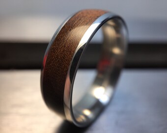 Eenvoudige handgemaakte herenring, rustieke trouwring, teruggewonnen houten sieraden