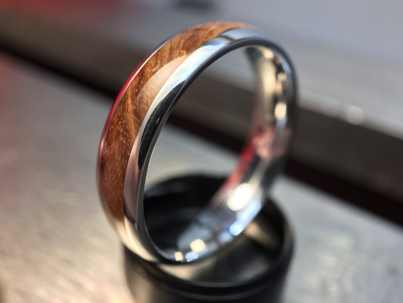 Mens Wooden Wedding Band made from English Oak Burl and Cobalt, Mens Engagement Ring, Mens Promise Ring image 5