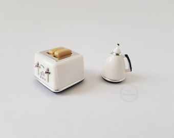 1:12 Scale Dollhouse Toaster and Kettle Set,  Mini Kitchen Accessories