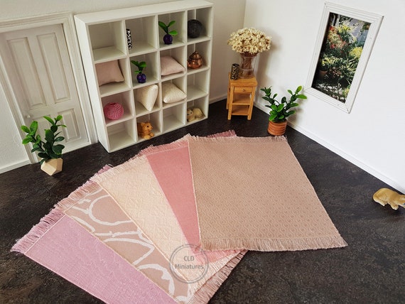 Dollhouse Miniature Floor Covering Mat Rug Pink Butterfly Room Accessory