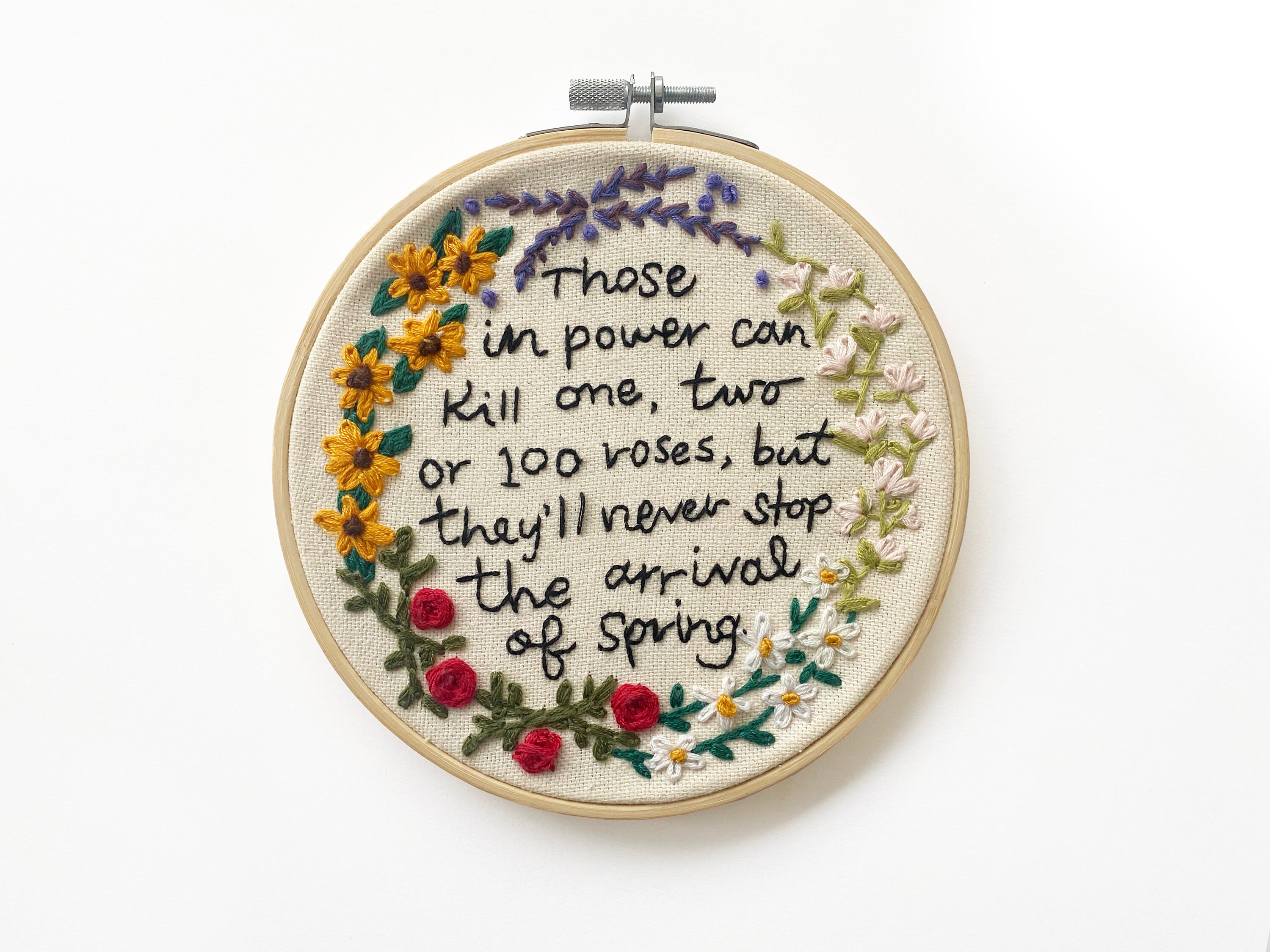 Embroidery CUSTOM QUOTE Florals Etsy