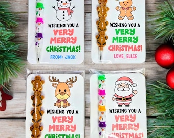 Christmas Stackable Pencil Party Favors, Christmas Party Favors, Holiday Party Pencil Favors, Kids Christmas Favors, Snowman Favors