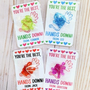 Sticky Hand Valentines, Toy Valentines, Personalized Valentines, Class ...