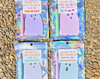Halloween Kids Ghost Favors, Ghost Notepad Gift Bags, Halloween Non Candy Favors, Boo Favors, Classroom Student Halloween Gift, Ghost Favors