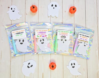 Halloween Ghost Favors, Ghost Sticky Notepad Favors, Halloween Non Candy Favors, Boo Favors, Halloween for Kids, Kids Class Halloween