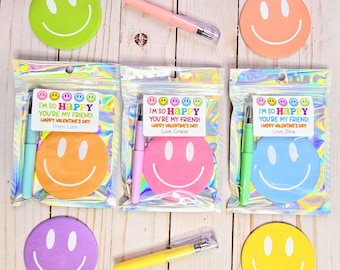 Smiley Valentines, Toy Valentines, Kids Class Valentines, Smile Class Valentines, Sticky Note Valentines, Friend Valentines, Valentines Kids