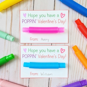 DIGITAL Pop Tube Valentines, Toy Valentines, Fidget Valentines, Fidget Toy Valentines, Valentines for Kids, Kids Class Valentines