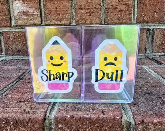 Teacher Gift, Sharp Dull Pencil Container, Teacher Pencil Container, Teacher First Day Gift, Sharp Dull Holders, Pencil Holders, Pencils