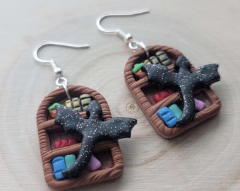 Dragon Book Earrings: Miniature Fantasy Book Jewelry