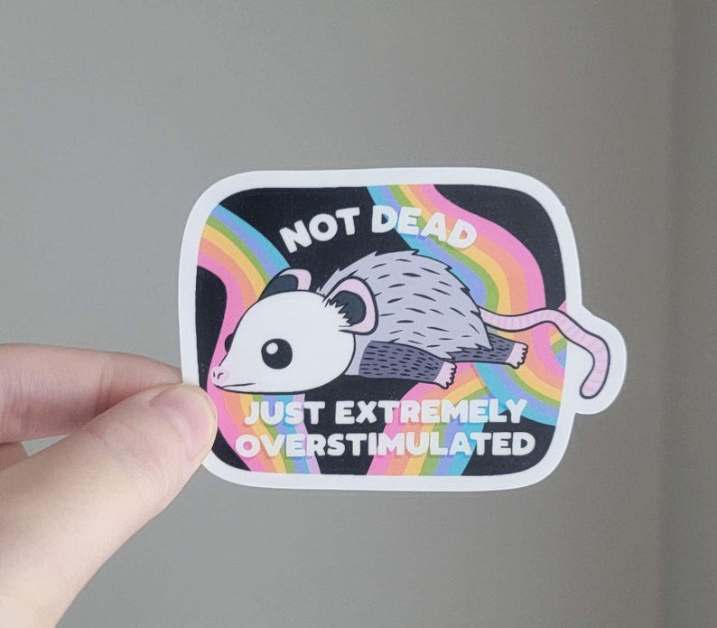 Overstimulated Possum Sticker, Funny Waterproof Vinyl Decal - Etsy