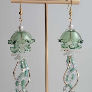 Crystal Jellyfish Earrings | Fairycore Mermaid Jewelry | Ocean-Themed Dangly Accessories for Ocean Lovers